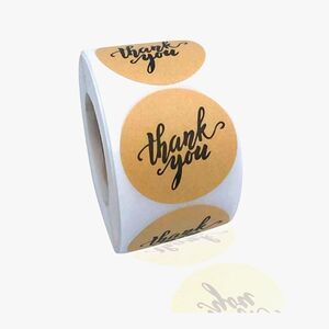 1 roll 500 Craft Thank You Stickers Labels 1.5 inches